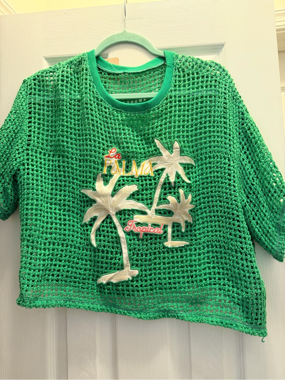 Maaji Green Crochet Mesh Tropical Palm Coverup